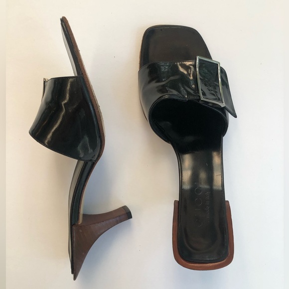Vtg Rare Gucci Patent Leather Kitten Heels sandal - Picture 5 of 11